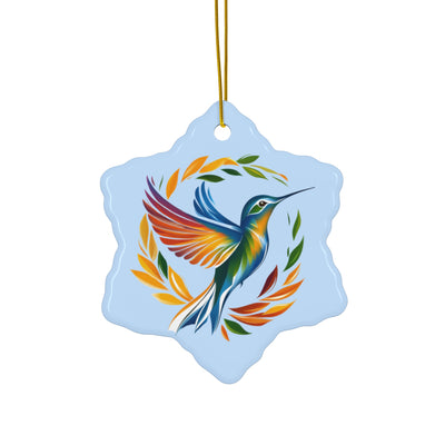 Hummingbird Rainbow Ceramic Ornament —  2 Shape Options