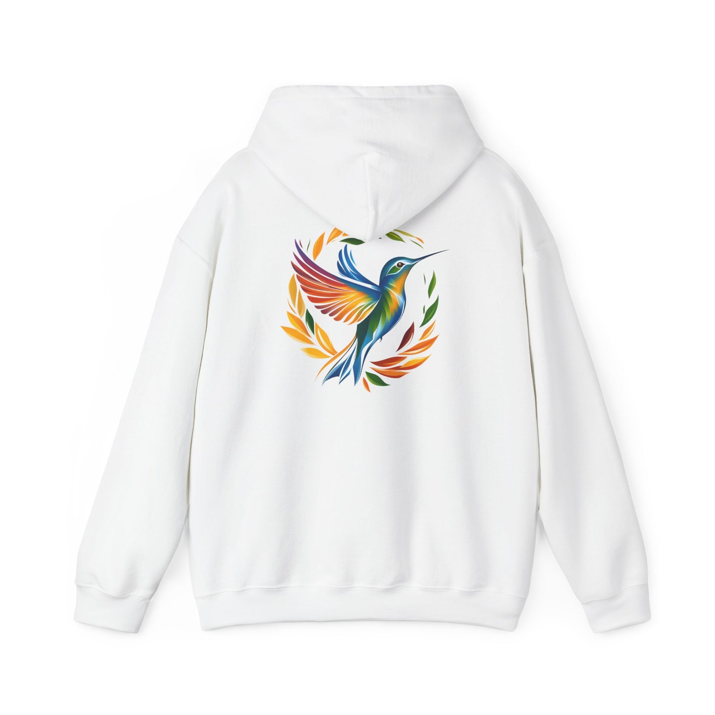 Hummingbird Rainbow Hoodie Back Design - Cozy Sweatshirt for Nature Lovers