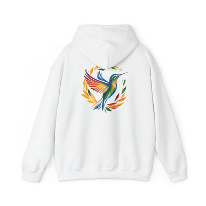 Hummingbird Rainbow Hoodie Back Design - Cozy Sweatshirt for Nature Lovers