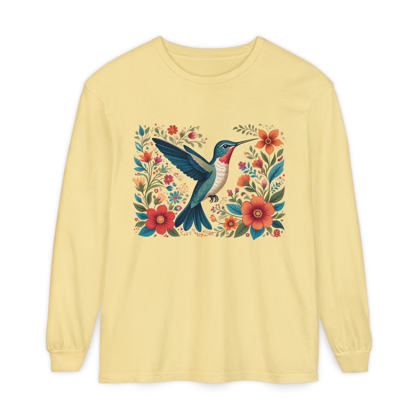 Hummingbird In Bloom Long Sleeve T-Shirt