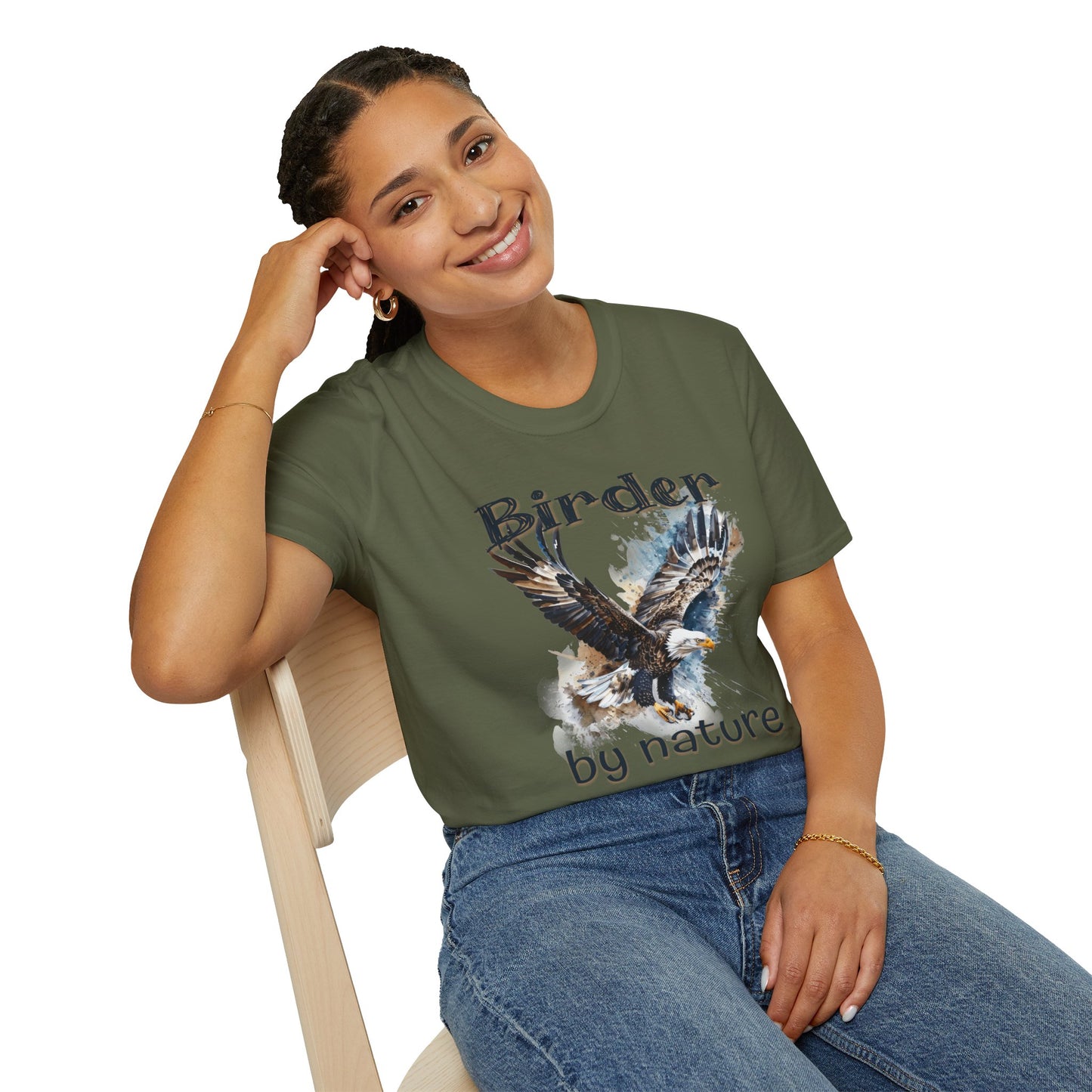 Eagle Birder By Nature Birdwatching Enthusiast Unisex Softstyle T-Shirt