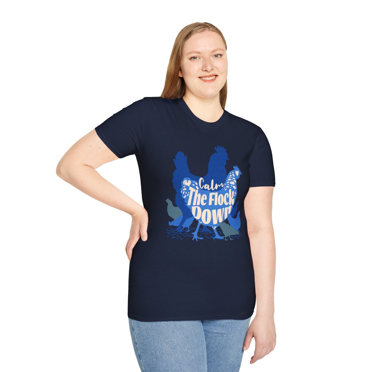 Calm The Flock Down Unisex Softstyle T-Shirt - Retro Vibe Tee for Casual Wear