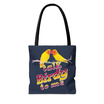 The Nerdy Birder Cute "Talk Birdy To Me" Tote Bag