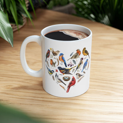 Heart Of Birds White Ceramic Mug