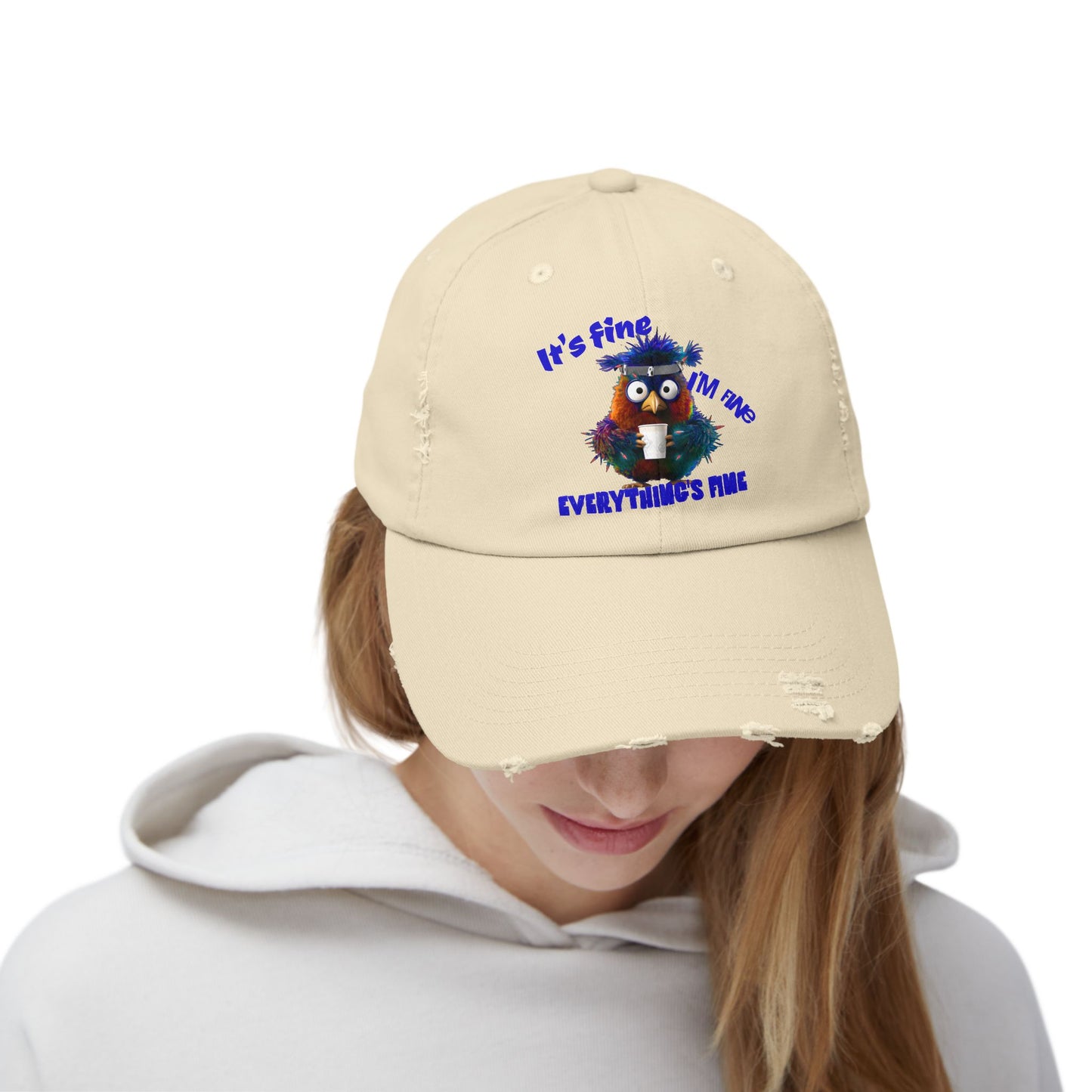 The Nerdy Birder It's Fine Everything's Fine e Vintage Style Hat - Unisex Distressed Cap