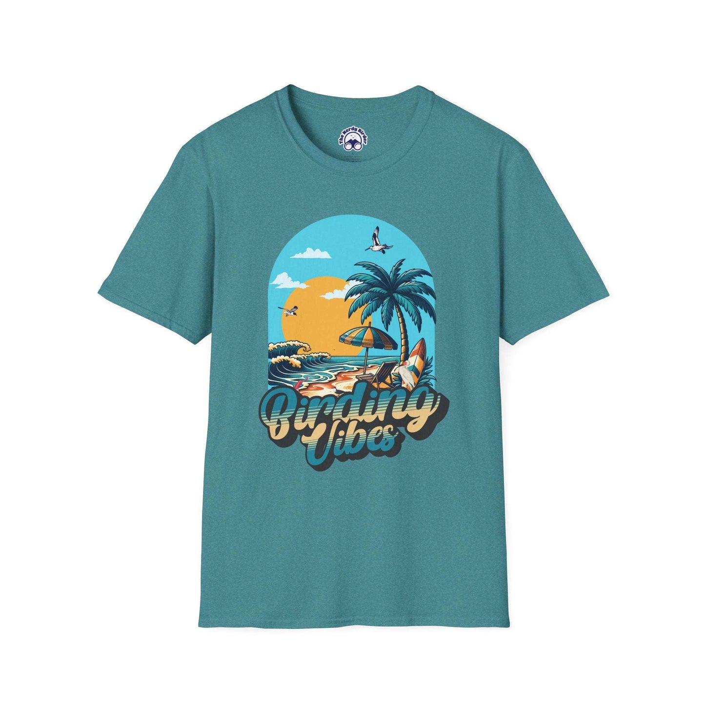 Birding Vibes Unisex Softstyle T-Shirt - Tropical Beach Graphic Tee