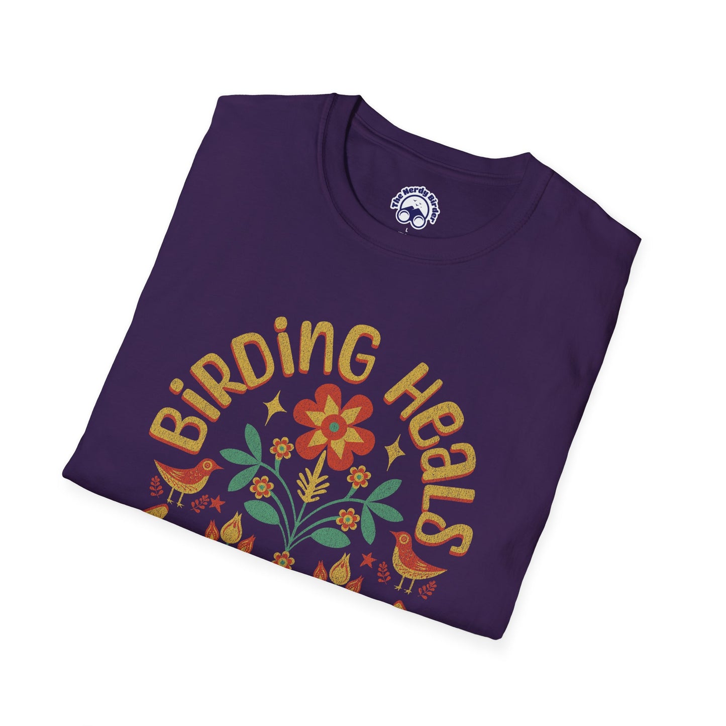 Birding Heals the Mind & Soul – Bird Lover Folk Art T-Shirt