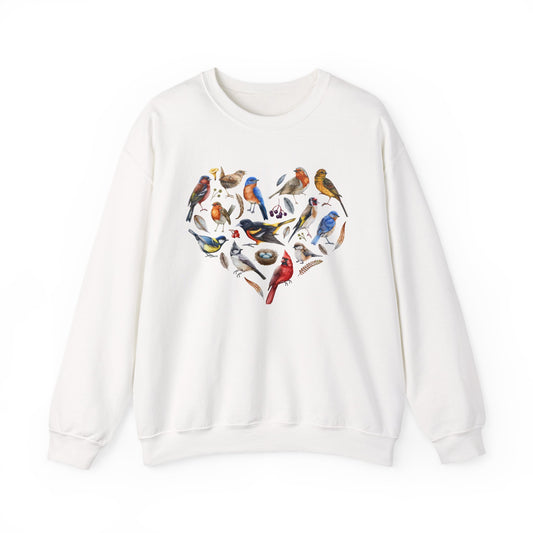 Bird Lover's Heart Graphic Unisex Crewneck Sweatshirt