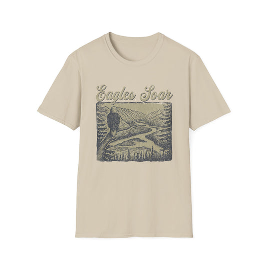Eagles Soar Unisex Softstyle T-Shirt - Nature Inspired Graphic Tee