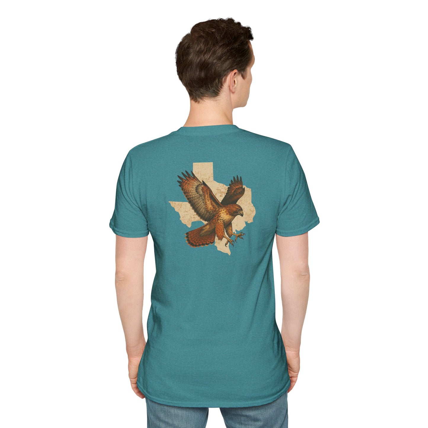 Texas Red-Tailed Hawk on the back of the T-Shirt