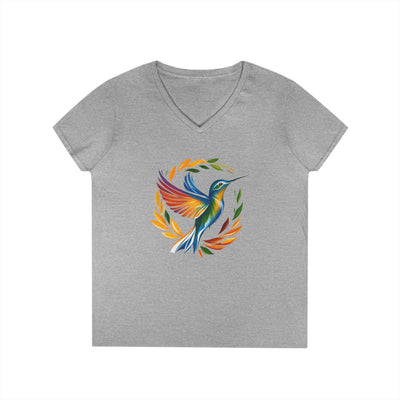 Rainbow Hummingbird Ladies' V-Neck T-Shirt