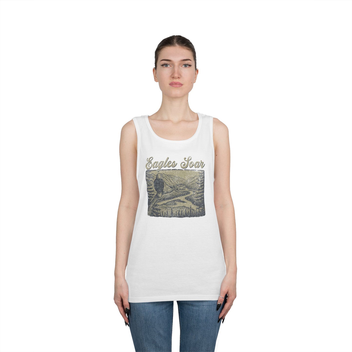Eagles Soar Unisex Heavy Cotton Tank Top – Outdoor Adventure Wear
