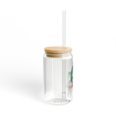 The Nerdy Birder Elegant Parrot 16oz Sipper Glass With Bamboo Lid