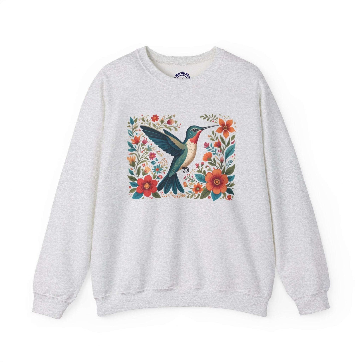 Hummingbird In Bloom Graphic Unisex Crewneck Sweatshirt