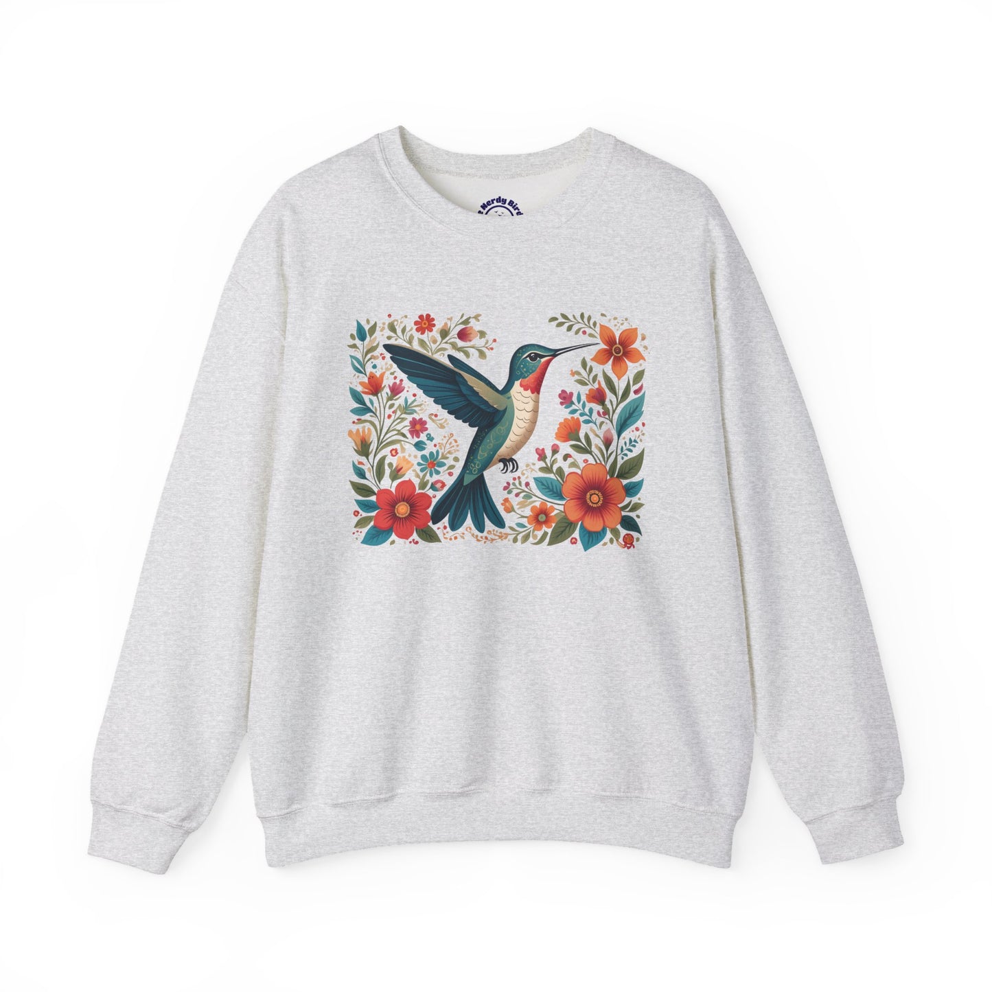 Hummingbird In Bloom Graphic Unisex Crewneck Sweatshirt