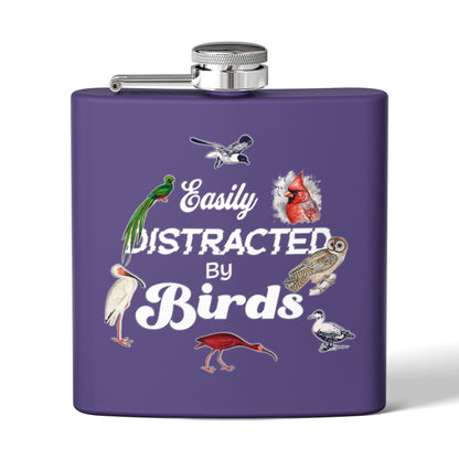 Easily Distracted By Birds Stainless Steel Flask - 6oz