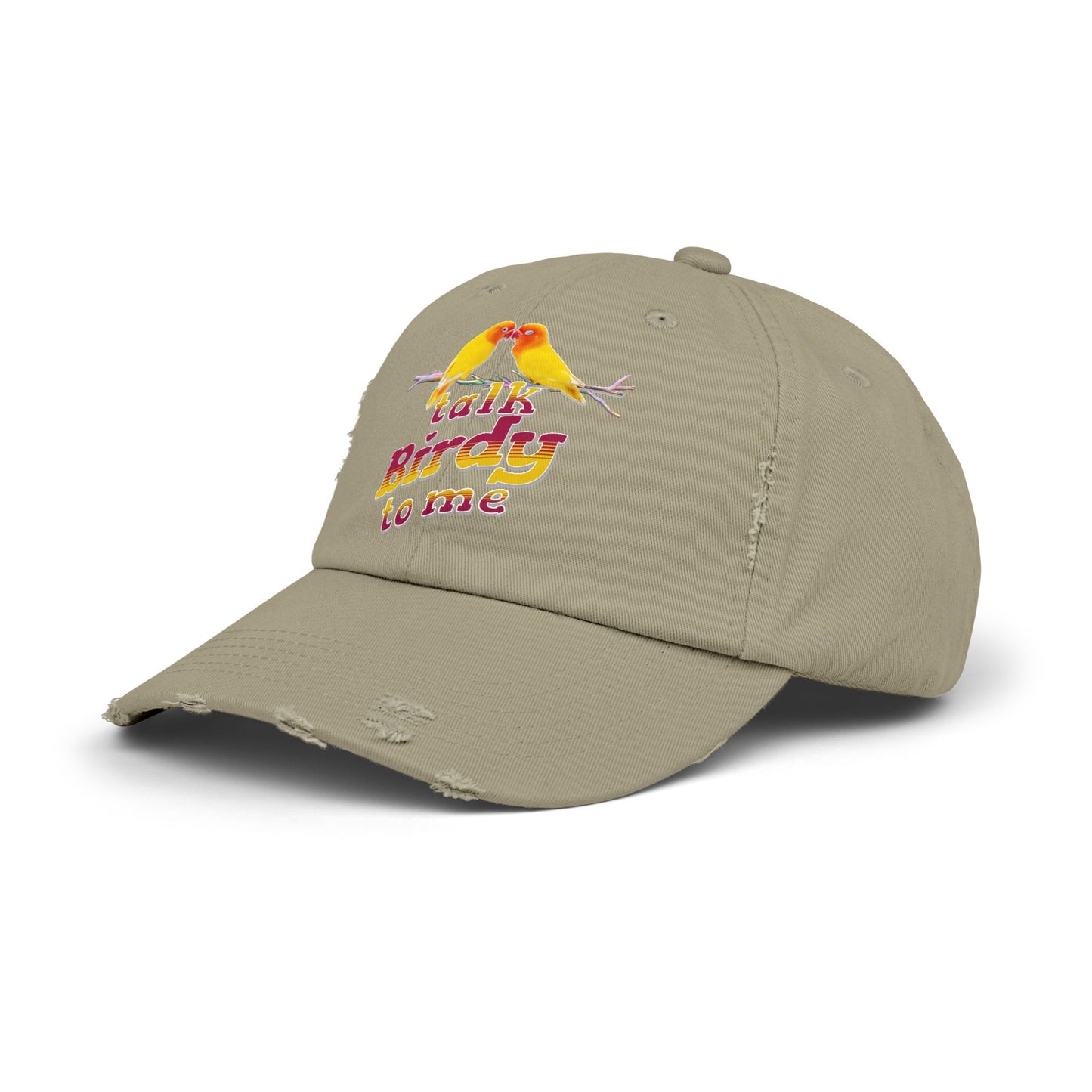 Talk Birdy To Me Distressed Cap, Casual Hat for Bird Lovers, Unique Gift for Nature Enthusiasts, Trendy Apparel for Outdoor Adventures
