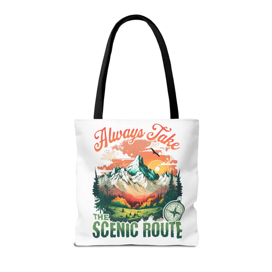 Always Take the Scenic Route Tote Bag - Nature Lover's Eco-Friendly Bag for Travel & Adventure