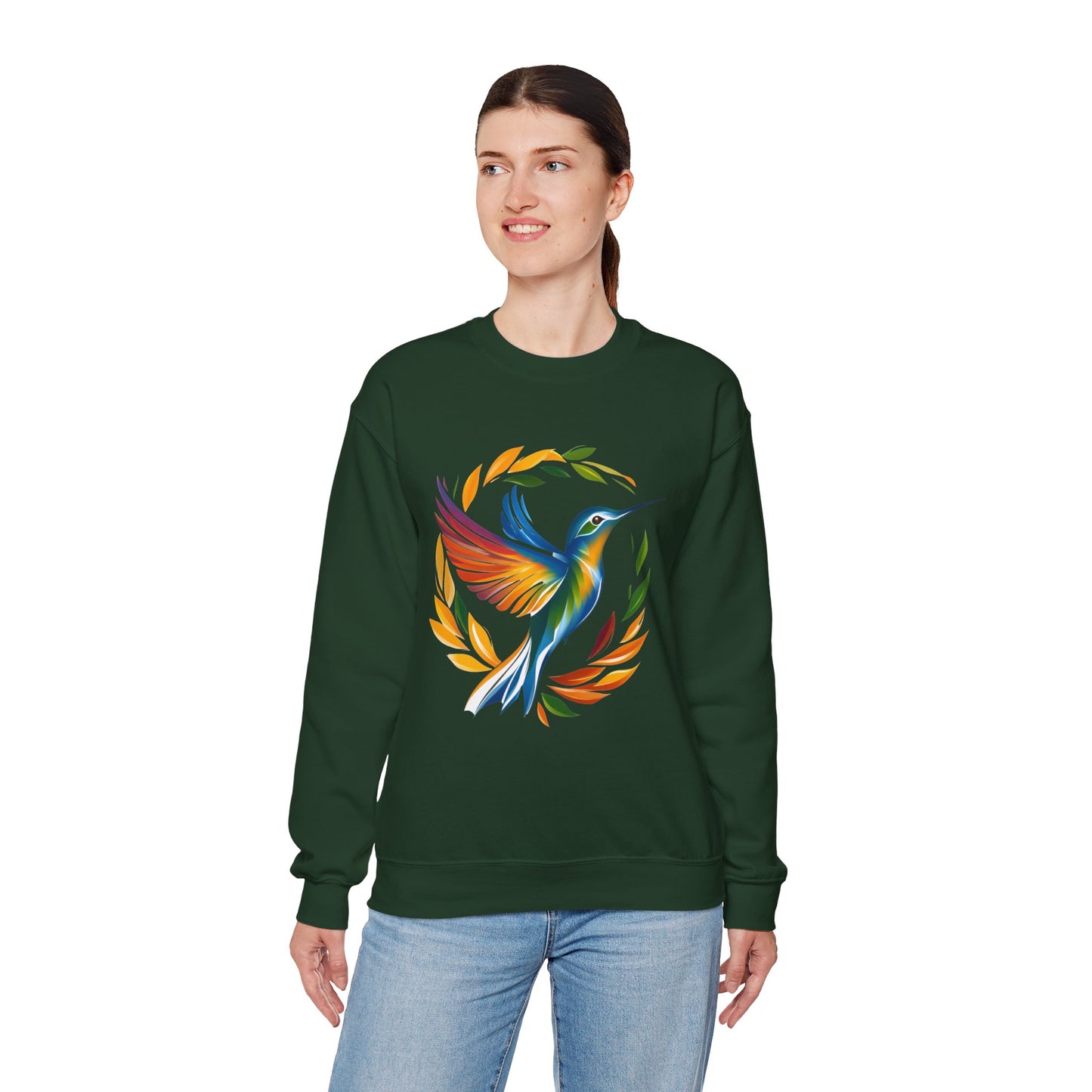 Hummingbird Rainbow Graphic Unisex Crewneck Sweatshirt