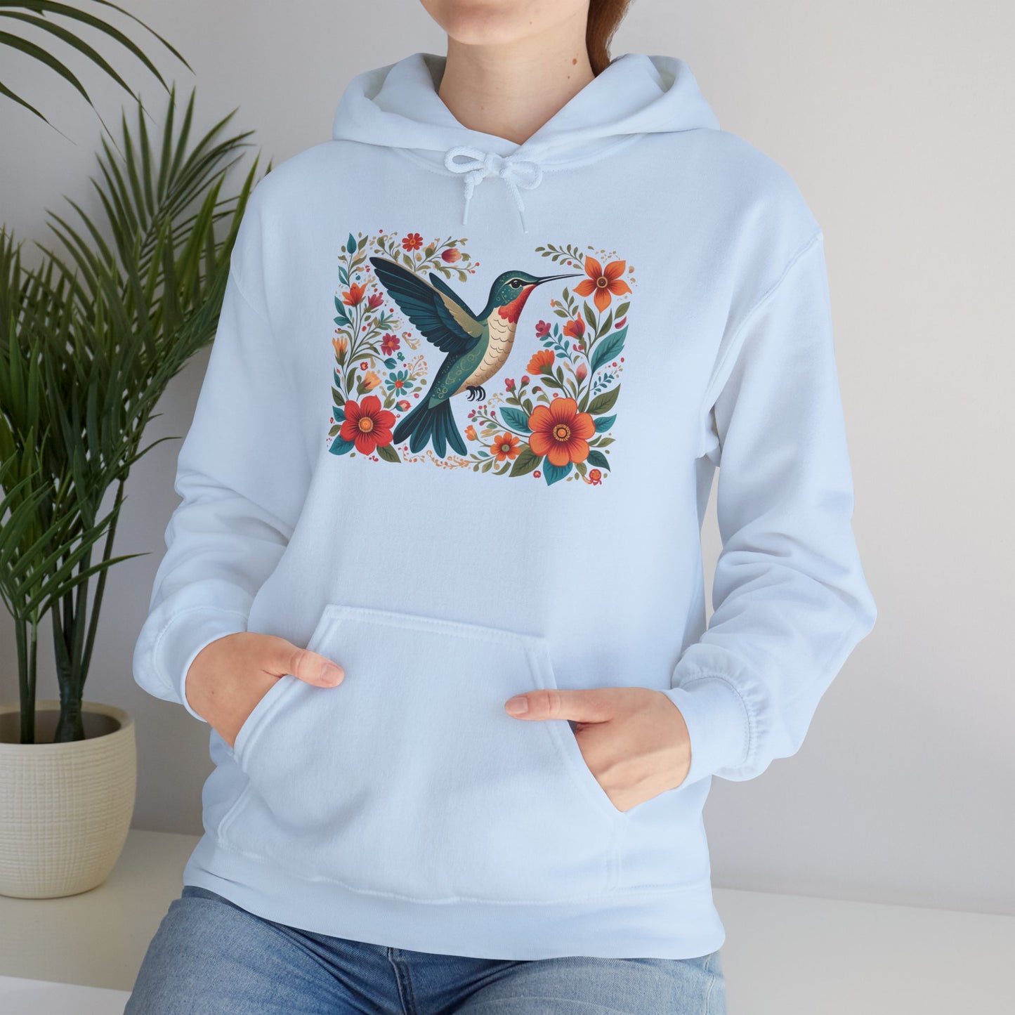 Hummingbird In Bloom Hoodie - Cozy Sweatshirt for Nature Lovers