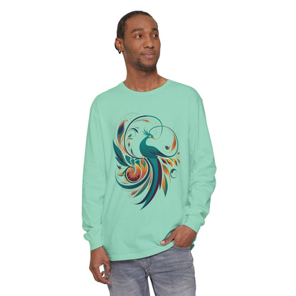 Bohemian Peacock Long Sleeve T-Shirt for Creative Souls
