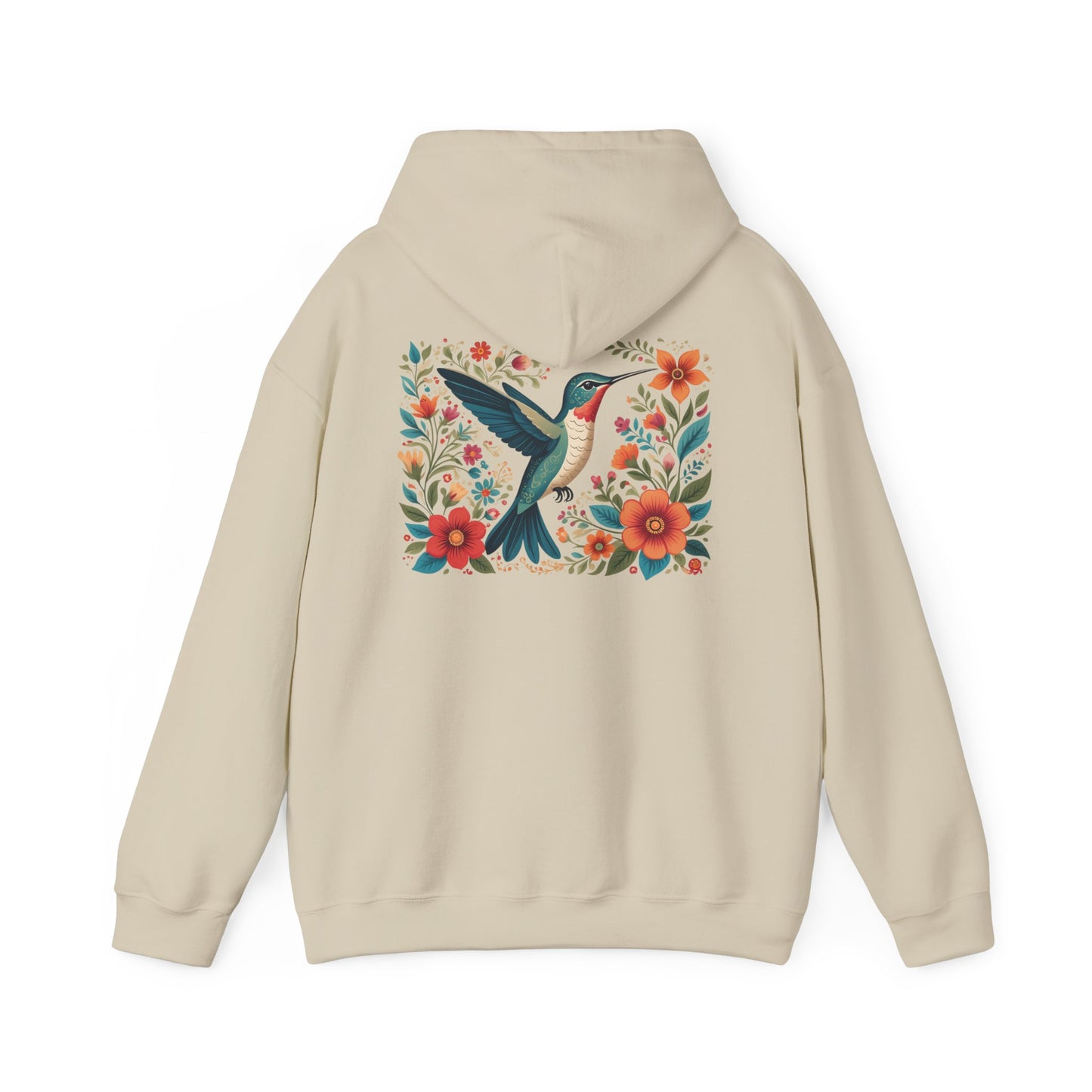 Hummingbird in Bloom Hoodie Back Design - Cozy Sweatshirt for Nature Lovers