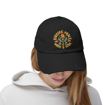 Birding Heals The Mind & Soul Unisex Distressed Cap - - Perfect Gift for Nature Lovers