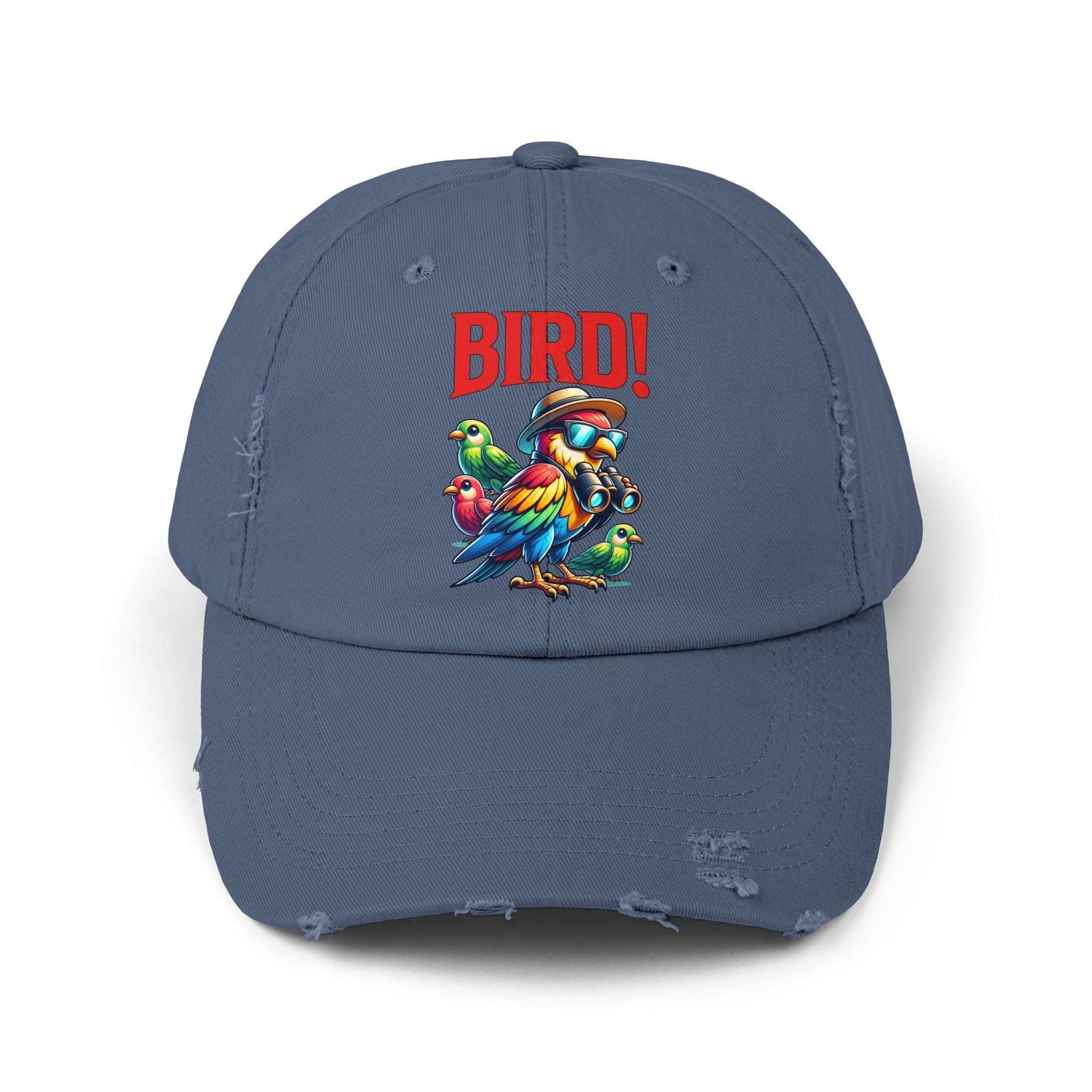 The Nerdy Birder BIRD! Vintage Style Hat - Unisex Distressed Cap