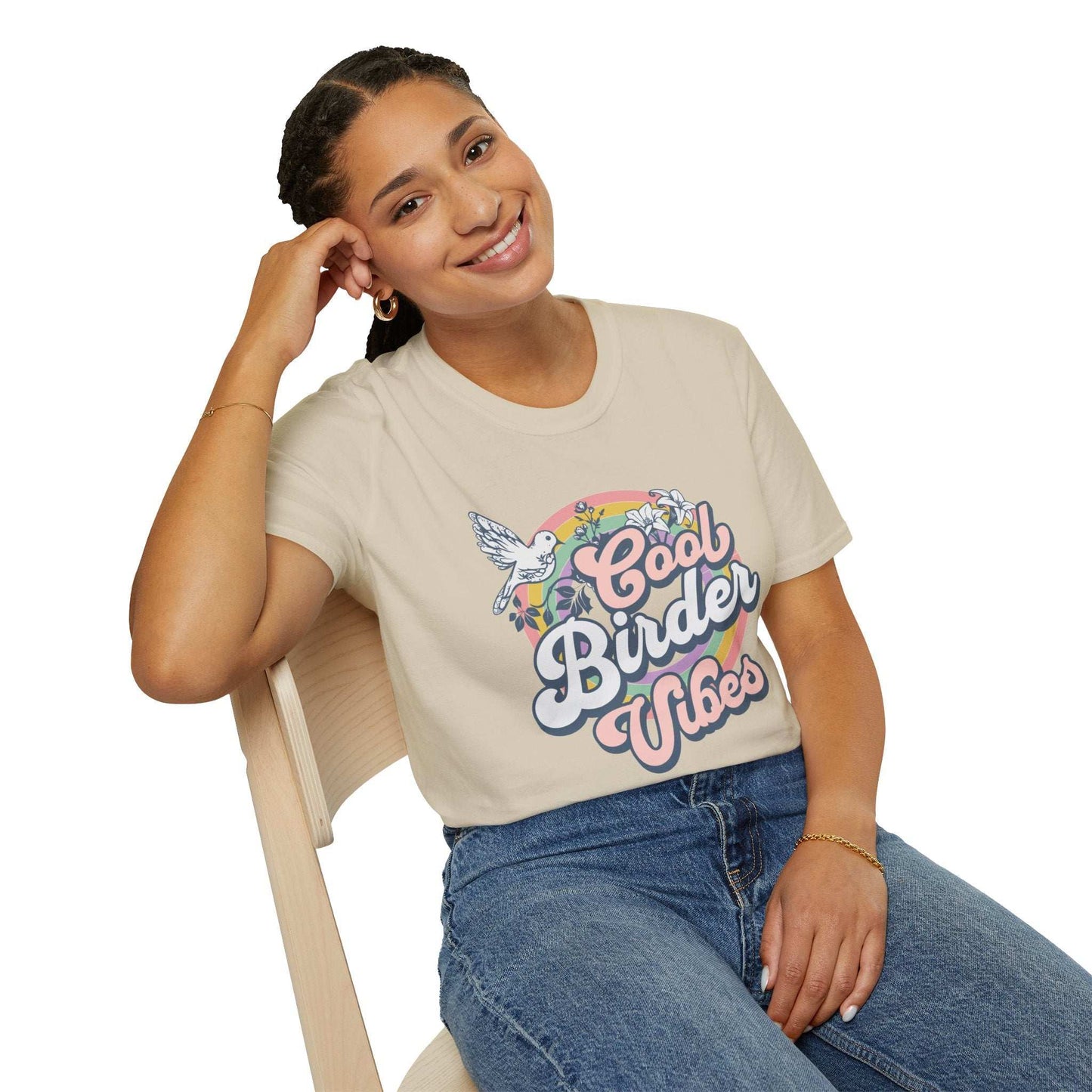 Cool Birder Vibes Unisex Softstyle T-Shirt | Perfect for Bird Lovers and Nature Enthusiasts