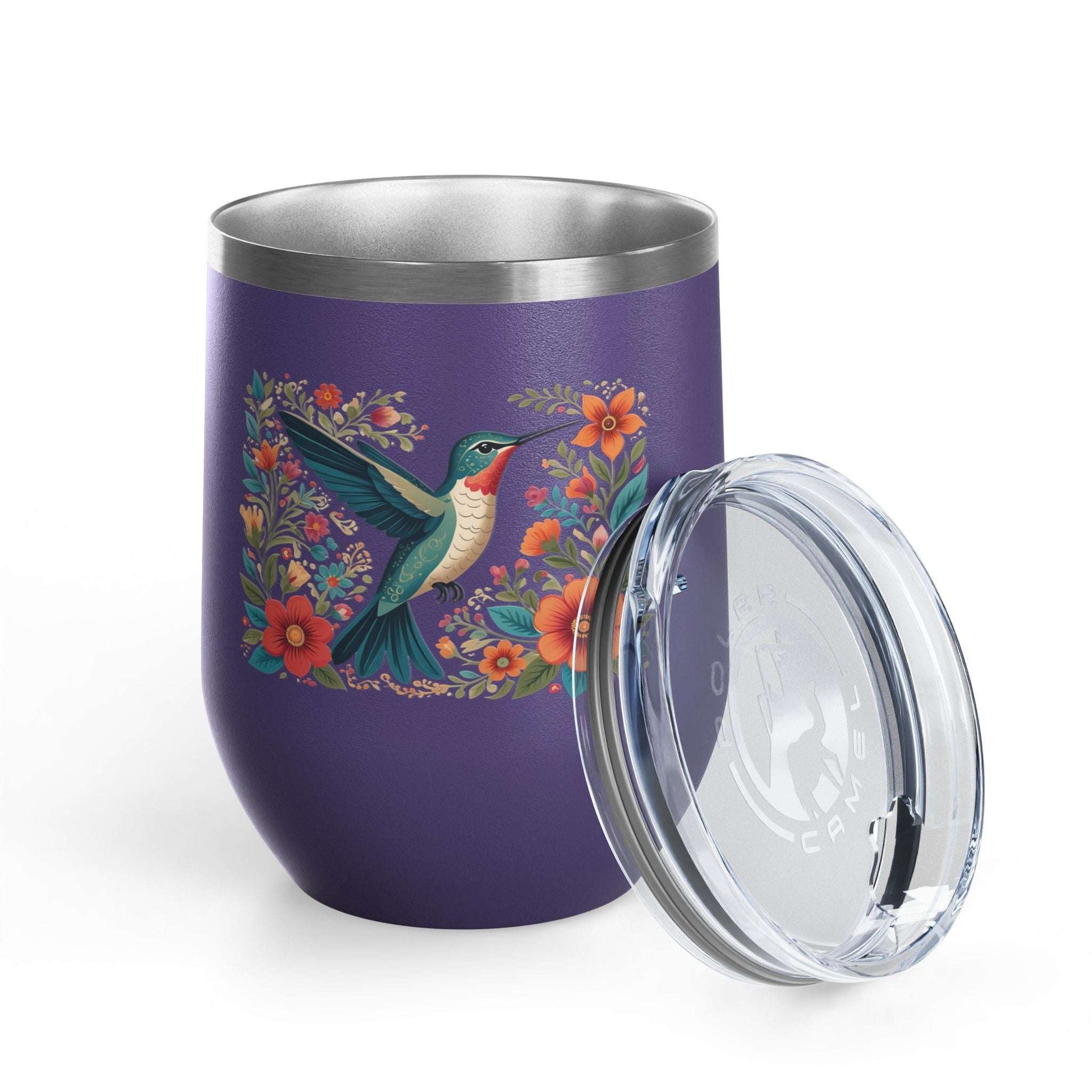 Hummingbird In Bloom Wine Tumbler- 12oz Insulated Cup