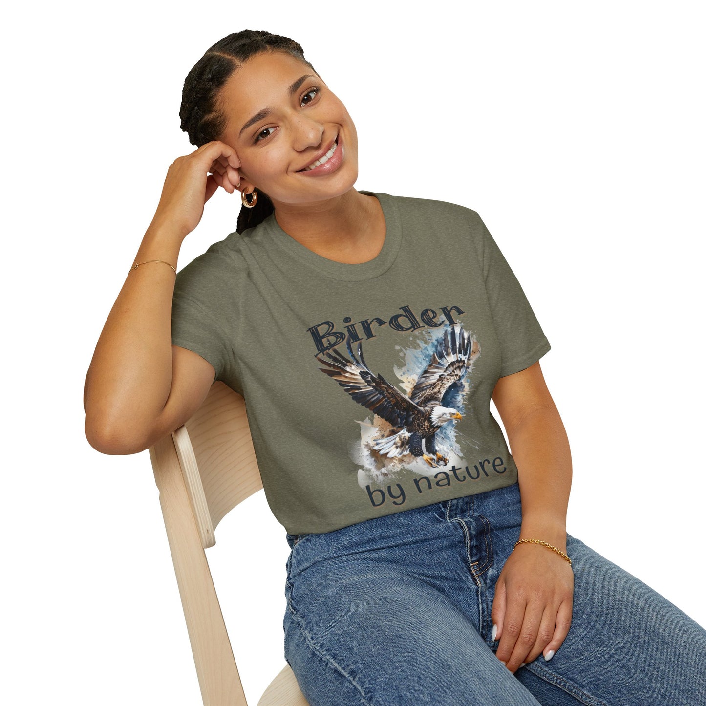 Eagle Birder By Nature Birdwatching Enthusiast Unisex Softstyle T-Shirt