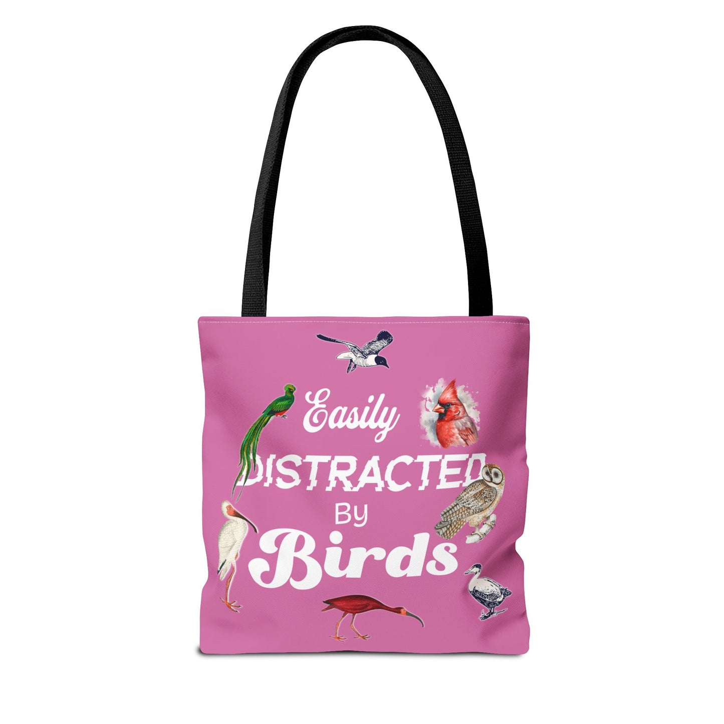 Easily Distracted by Birds Tote Bag in Pink - Fun and Quirky Bird Design for Bird Lovers