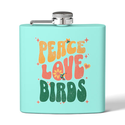 Peace Love Birds Stainless Steel Flask - 6oz
