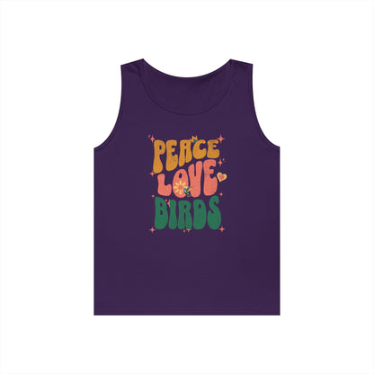 The Nerdy Birder Peace Love Birds Tank Top, Gift for Bird Lovers, Unisex Summer Wear, Fun Casual Tank