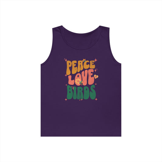 Peace Love Birds Tank Top, Gift for Bird Lovers, Unisex Summer Wear, Fun Casual Tank