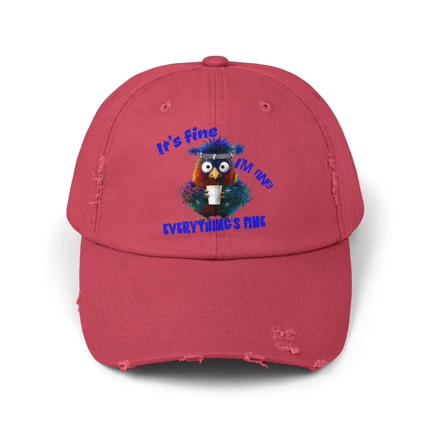The Nerdy Birder It's Fine Everything's Fine e Vintage Style Hat - Unisex Distressed Cap