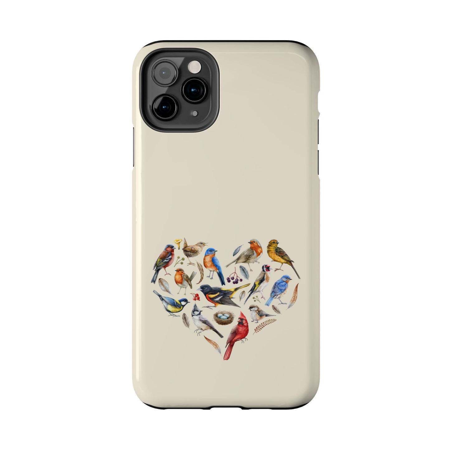 Bird Heart Tough Phone Cases - Cute Wildlife Design, Gift for Nature Enthusiasts, Durable Cases for Birdwatching