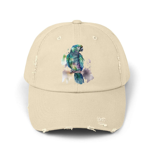 The Nerdy Birder Blue Parrot Vintage Style Hat - Unisex Distressed Cap