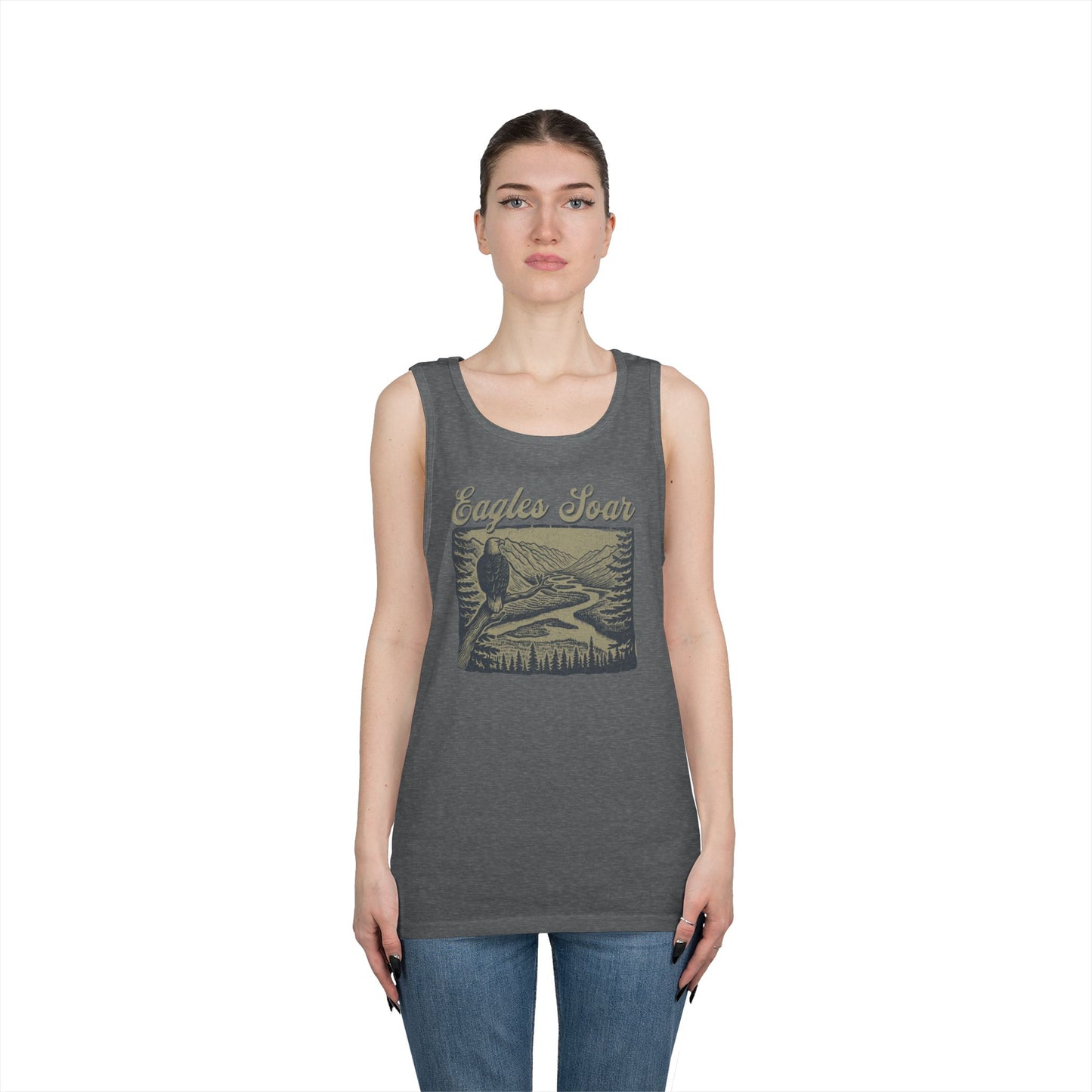 Eagles Soar Unisex Heavy Cotton Tank Top – Outdoor Adventure Wear