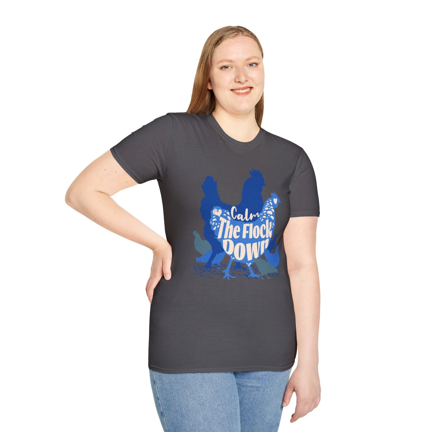 Calm The Flock Down Unisex Softstyle T-Shirt - Retro Vibe Tee for Casual Wear