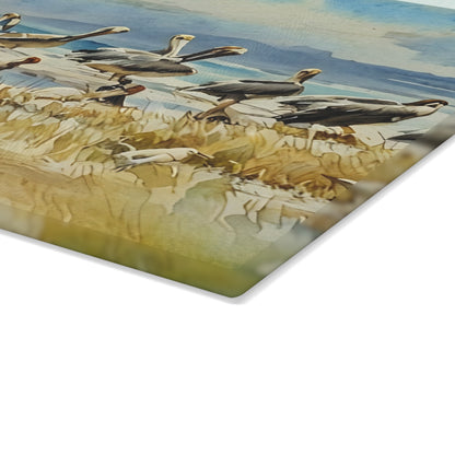 The Nerdy Birder - Coastal Wildlife Glass Cutting Board | Kitchen Décor, Bird Lovers Gift, Beach House Accessory