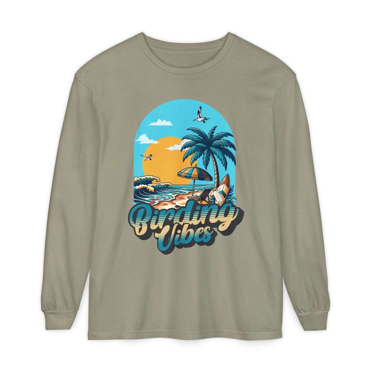 Birding Vibes Comfort Long Sleeve T-Shirt for Beach Lovers