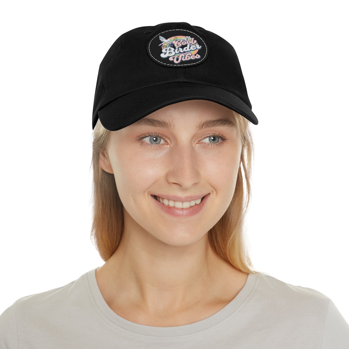 The Nerdy Birder - "Cool Birder Vibes" Dad Hat, Leather Patch Cap, Perfect Gift for Dads, Nature Lovers, Casual Style Cap, Summer Accessories