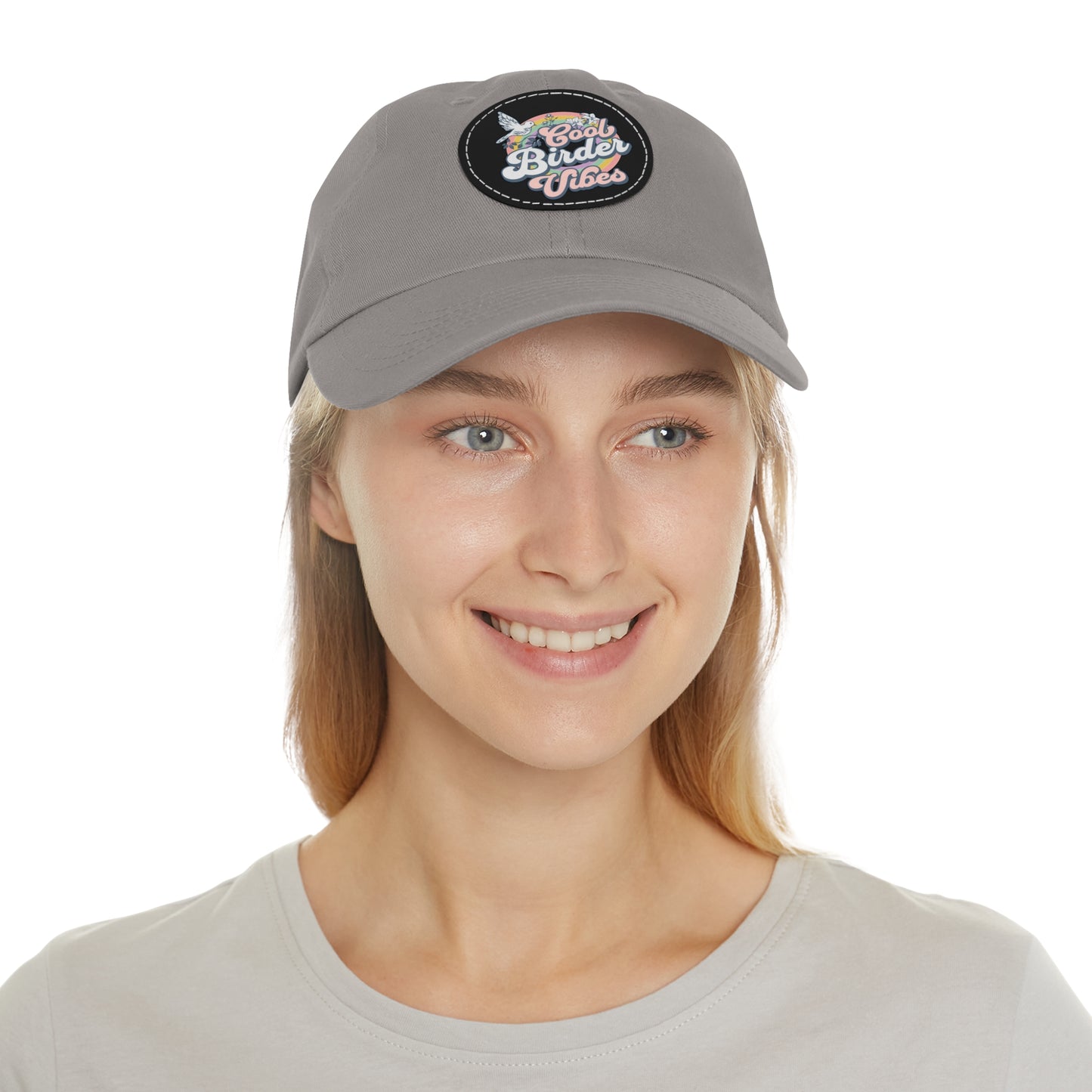 The Nerdy Birder - "Cool Birder Vibes" Dad Hat, Leather Patch Cap, Perfect Gift for Dads, Nature Lovers, Casual Style Cap, Summer Accessories