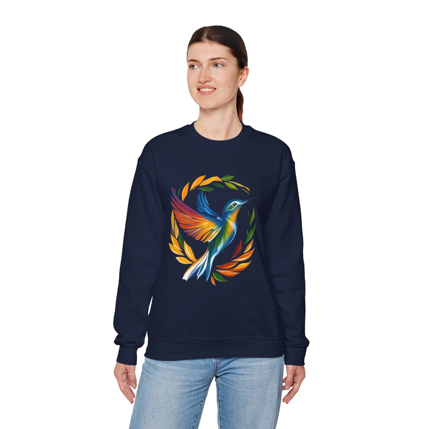 Hummingbird Rainbow Graphic Unisex Crewneck Sweatshirt