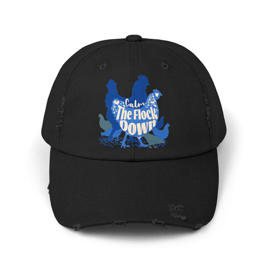 The Nerdy Birder Calm The Flock Down Vintage Style Hat - Unisex Distressed Cap
