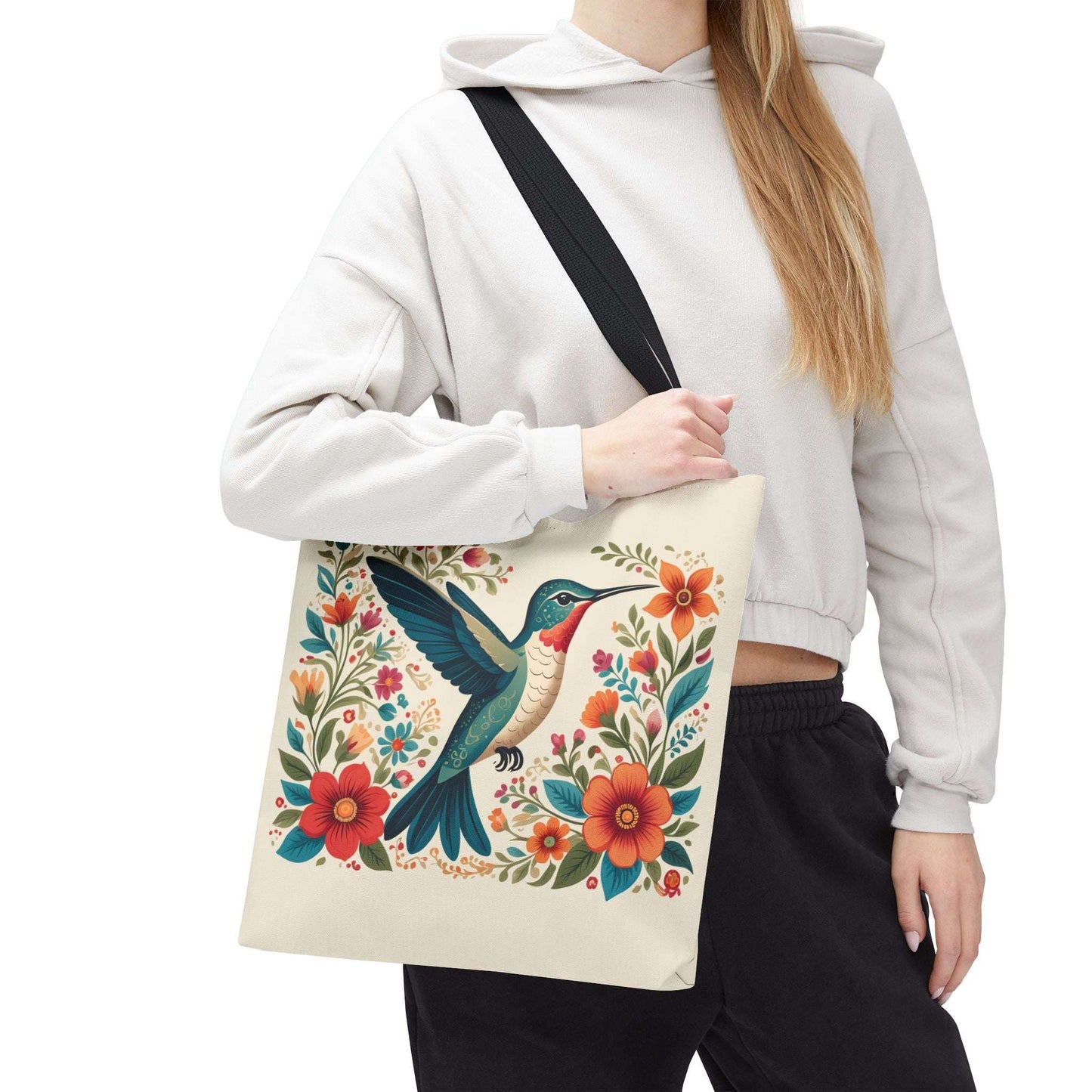 Hummingbird In Bloom Tote Bag - Natural color