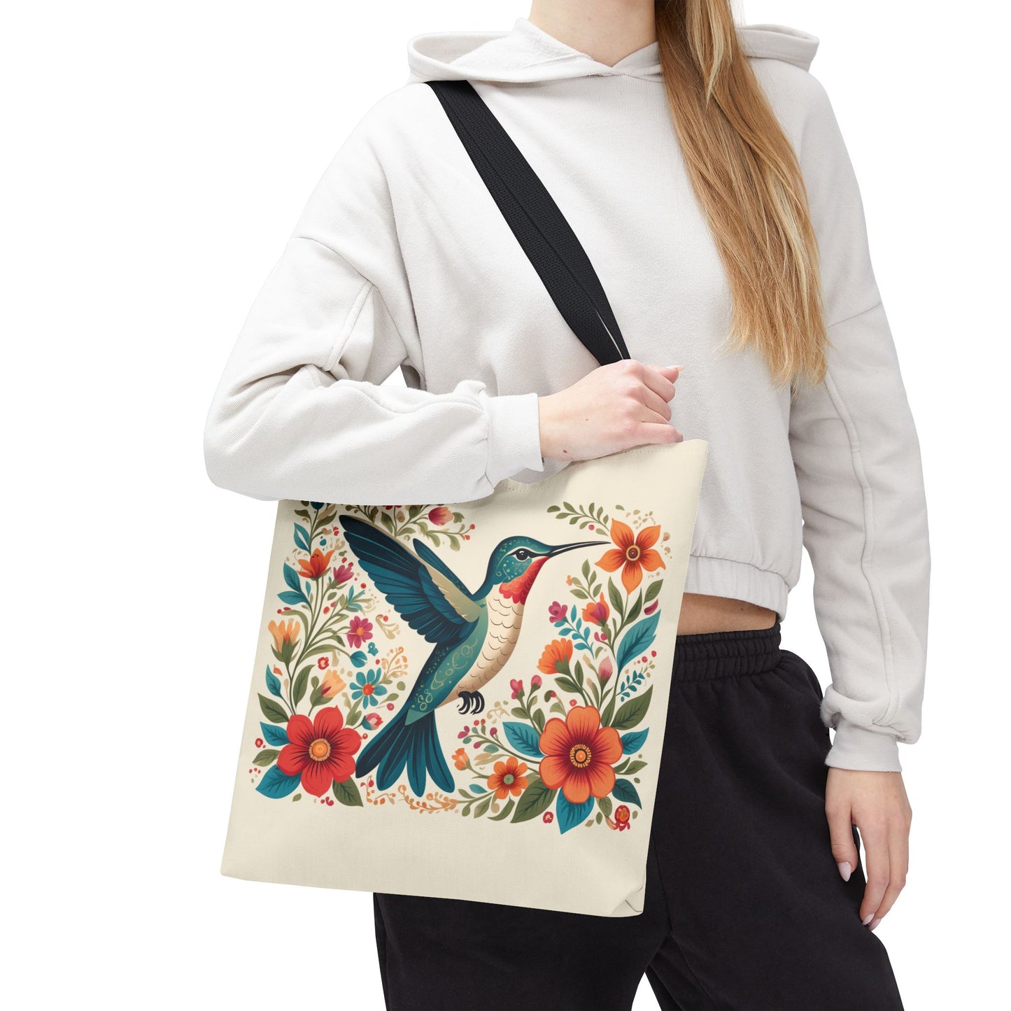 Hummingbird In Bloom Tote Bag - Natural color