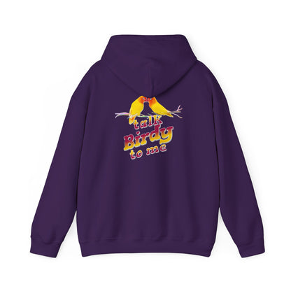 The Nerdy Birder - "Talk Birdy to Me" Back Design Unisex Hoodie - Cozy Sweatshirt for Nature Lovers