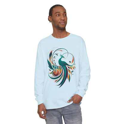 Bohemian Peacock Long Sleeve T-Shirt for Creative Souls